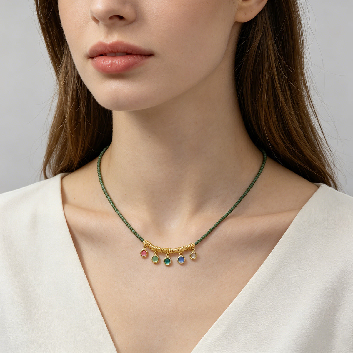 Handmade CZ Pendant Multi-colour Miyuki Beads Necklace