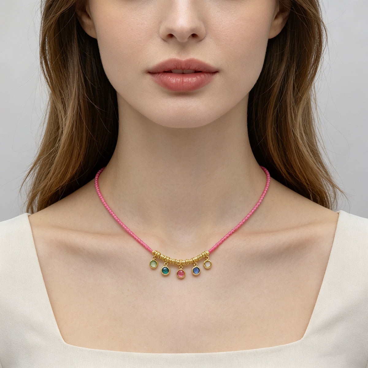 Handmade CZ Pendant Multi-colour Miyuki Beads Necklace