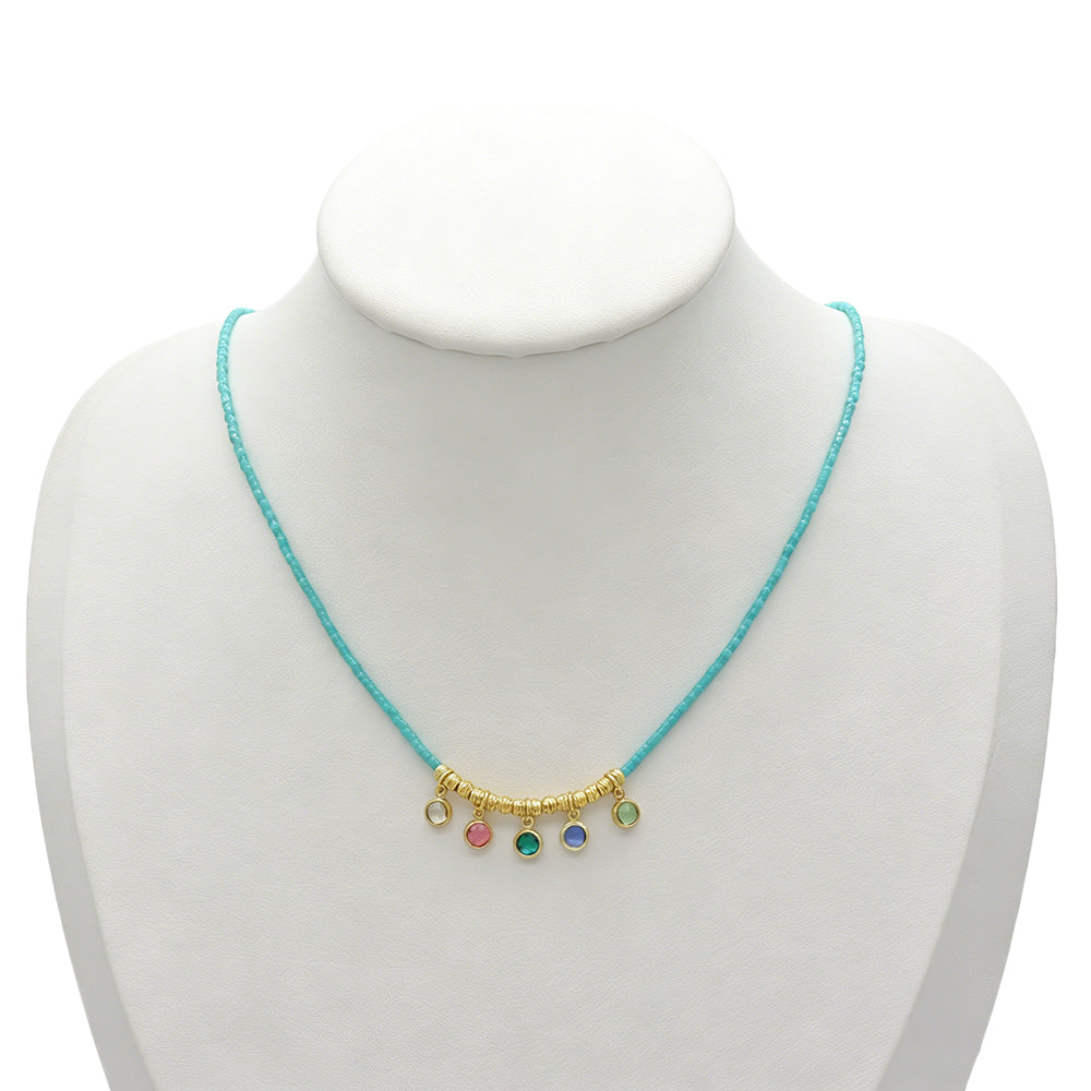 Handmade CZ Pendant Multi-colour Miyuki Beads Necklace