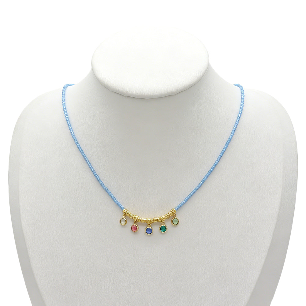 Handmade CZ Pendant Multi-colour Miyuki Beads Necklace