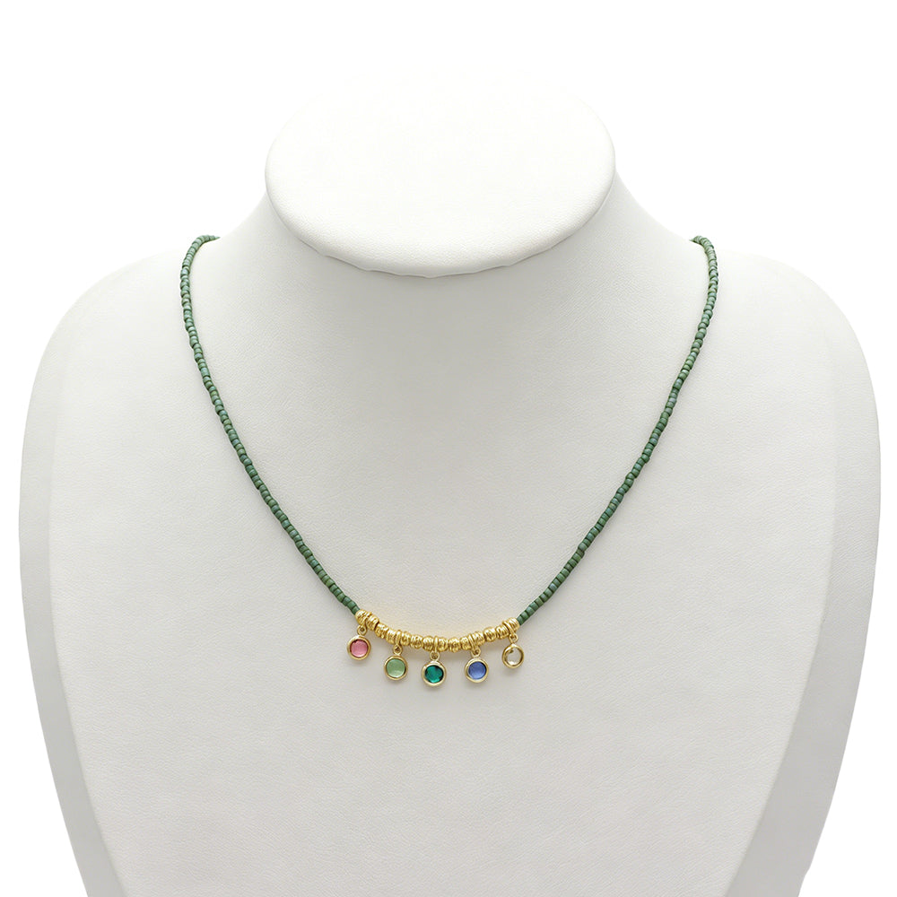 Handmade CZ Pendant Multi-colour Miyuki Beads Necklace
