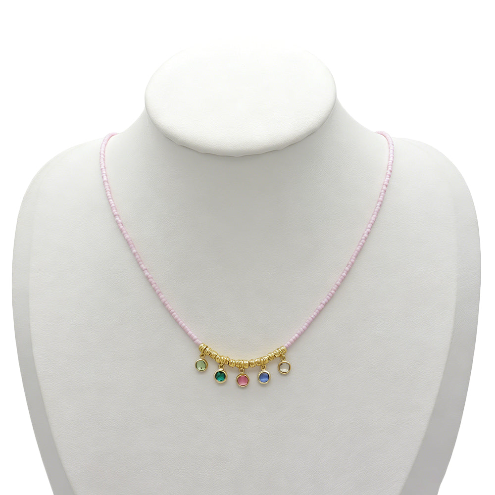 Handmade CZ Pendant Multi-colour Miyuki Beads Necklace