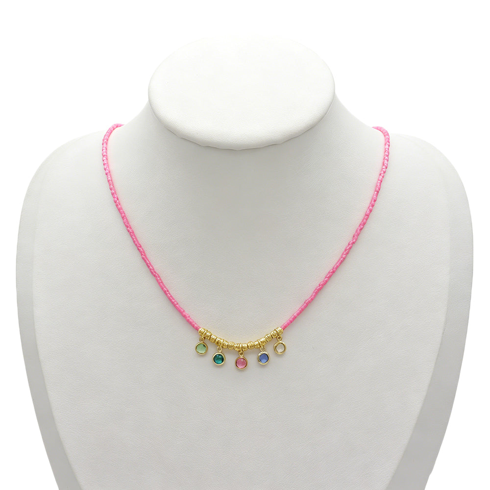 Handmade CZ Pendant Multi-colour Miyuki Beads Necklace