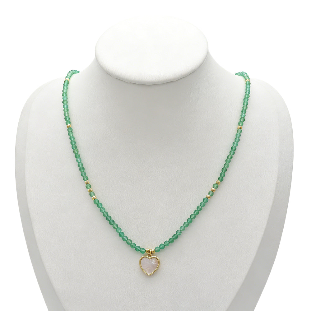 Handmade Turquoise Blue Agate Green Agate Amethyst Blue Moonstone Black Spinel Natural Stone Beads Necklace With Shell Pendant