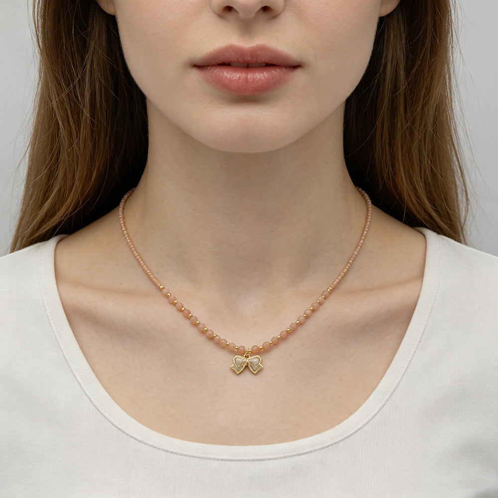 Handmade Summer Color Scheme Bow Pendant Miyuki Beads Natural Turquoise Tourmaline Beads Necklace