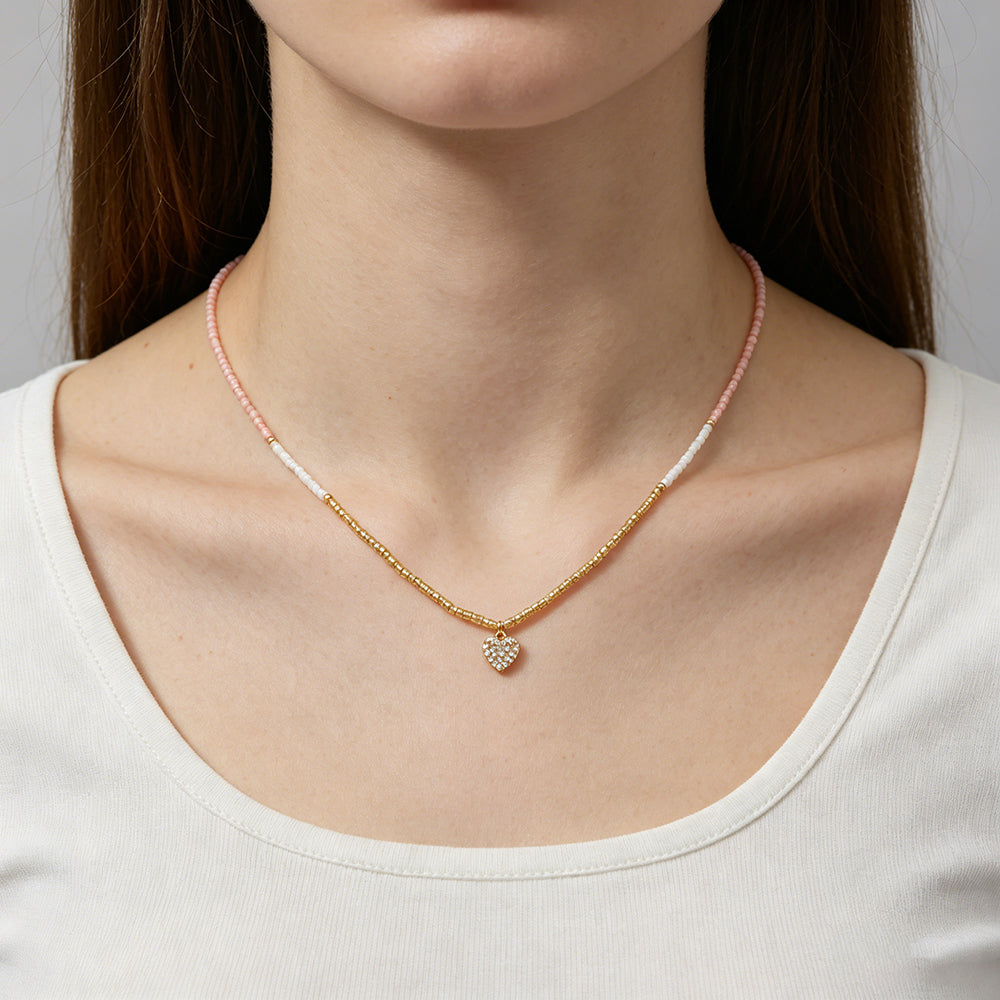 Summer Color Scheme Miyuki Beads Plate Gold Brass CZ Fish Haima Pendant Necklace