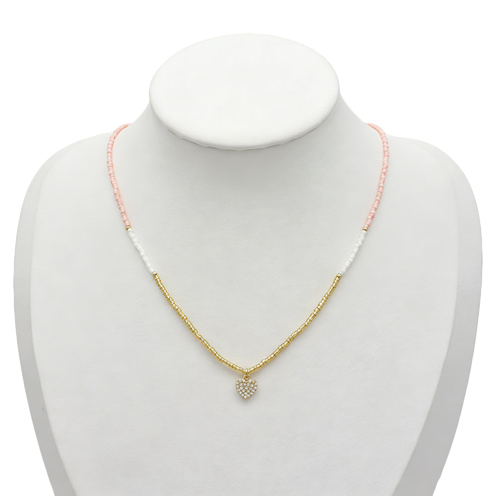 Summer Color Scheme Miyuki Beads Plate Gold Brass CZ Fish Haima Pendant Necklace