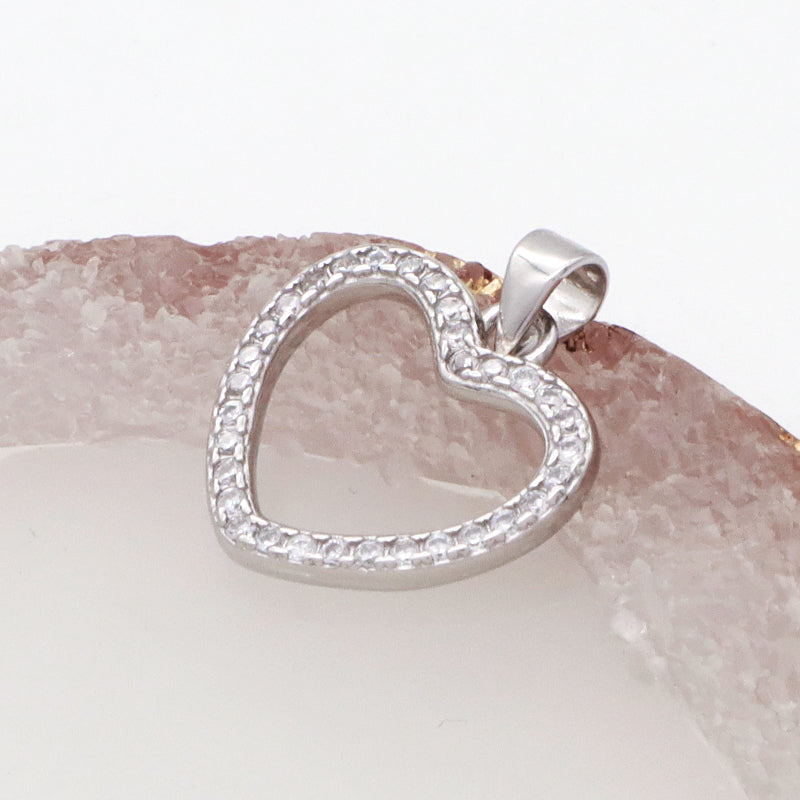 Customized Women Valentine Gift Love Heart Necklace Pendant Charm Jewelry Rhodium Plated 925 Sterling Silver Heart Pendant