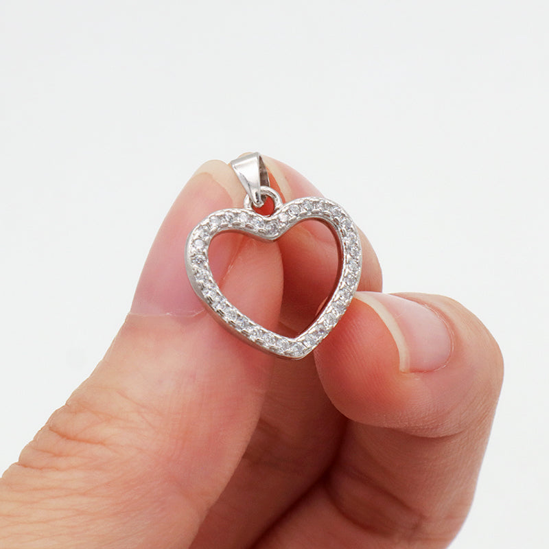 Customized Women Valentine Gift Love Heart Necklace Pendant Charm Jewelry Rhodium Plated 925 Sterling Silver Heart Pendant
