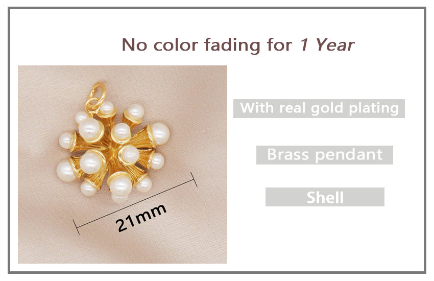 New Arrival Shell Flower Charm Jewelry Necklace Pendant Gold Plated Shells Flower Pendant For Jewelry Making