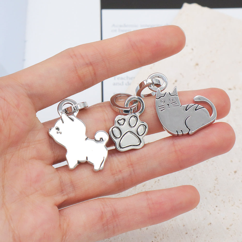 Wholesale Custom Women Jewelry Platinum Plated Openable Clasp Cute Cat Claw Dog Cat Charm 925 Sterling Silver Pendant