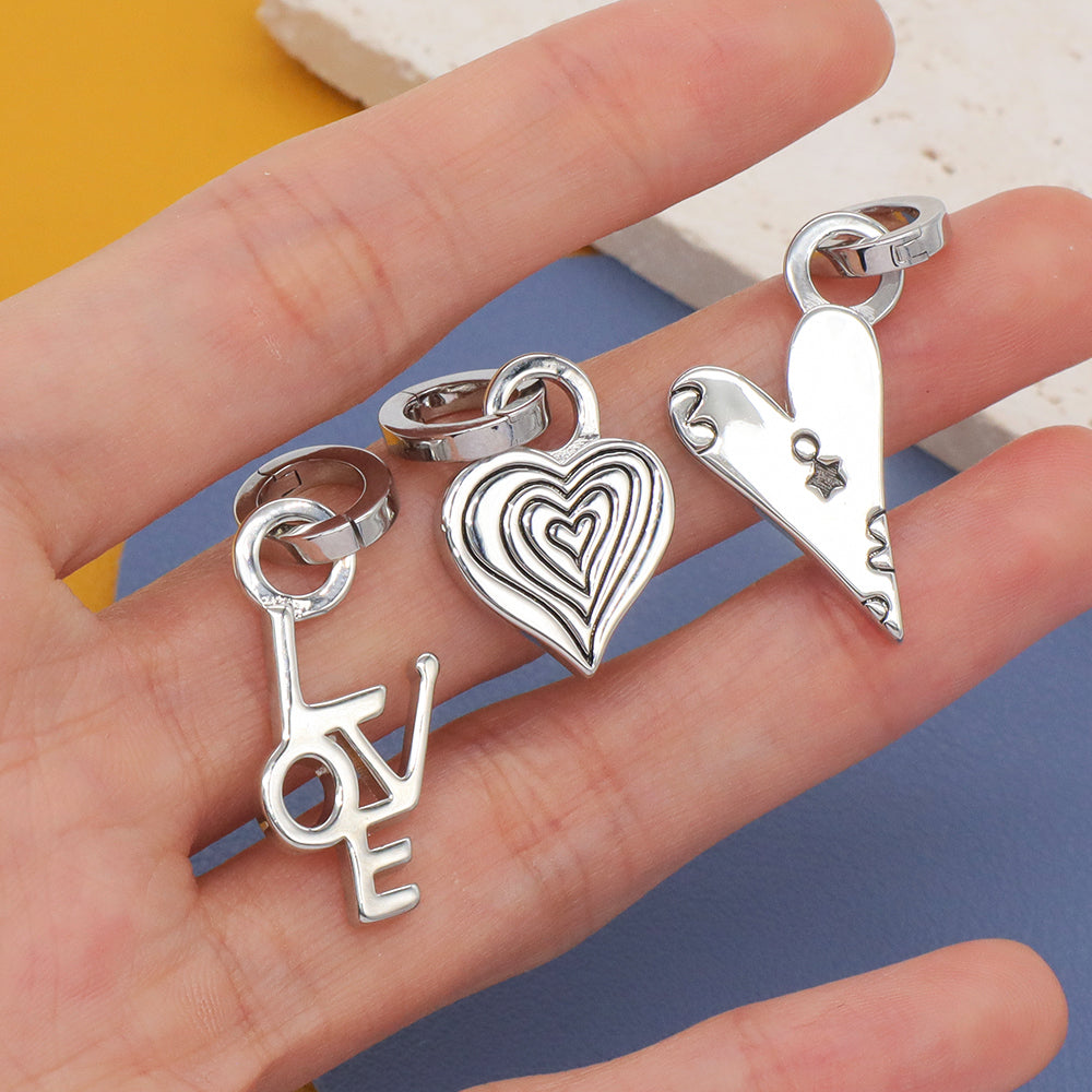Valentine Gift Custom Jewelry Love Heart Necklace Pendant Charm Openable Clasp Platinum Plated Heart Pendant For Women