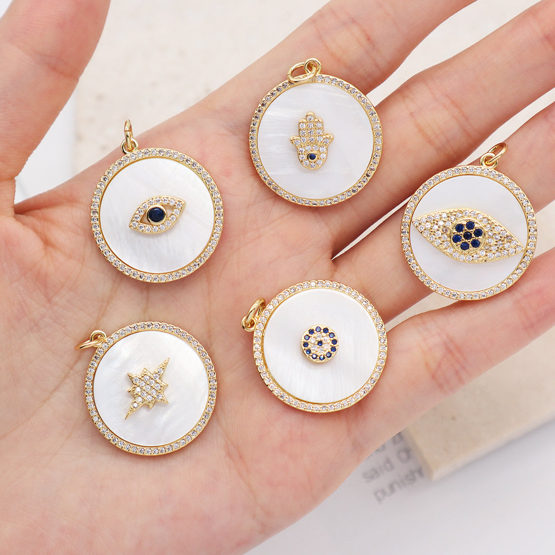 Featured selections Trade Assurance Buyer Central Help Center Get the app Become a supplier Custom Women Diy Wholesale Manufacture Factory Round Hamsa Hand Necklace Pendant Charm CZ Gold Plated Shell Evil Eyes Pendant