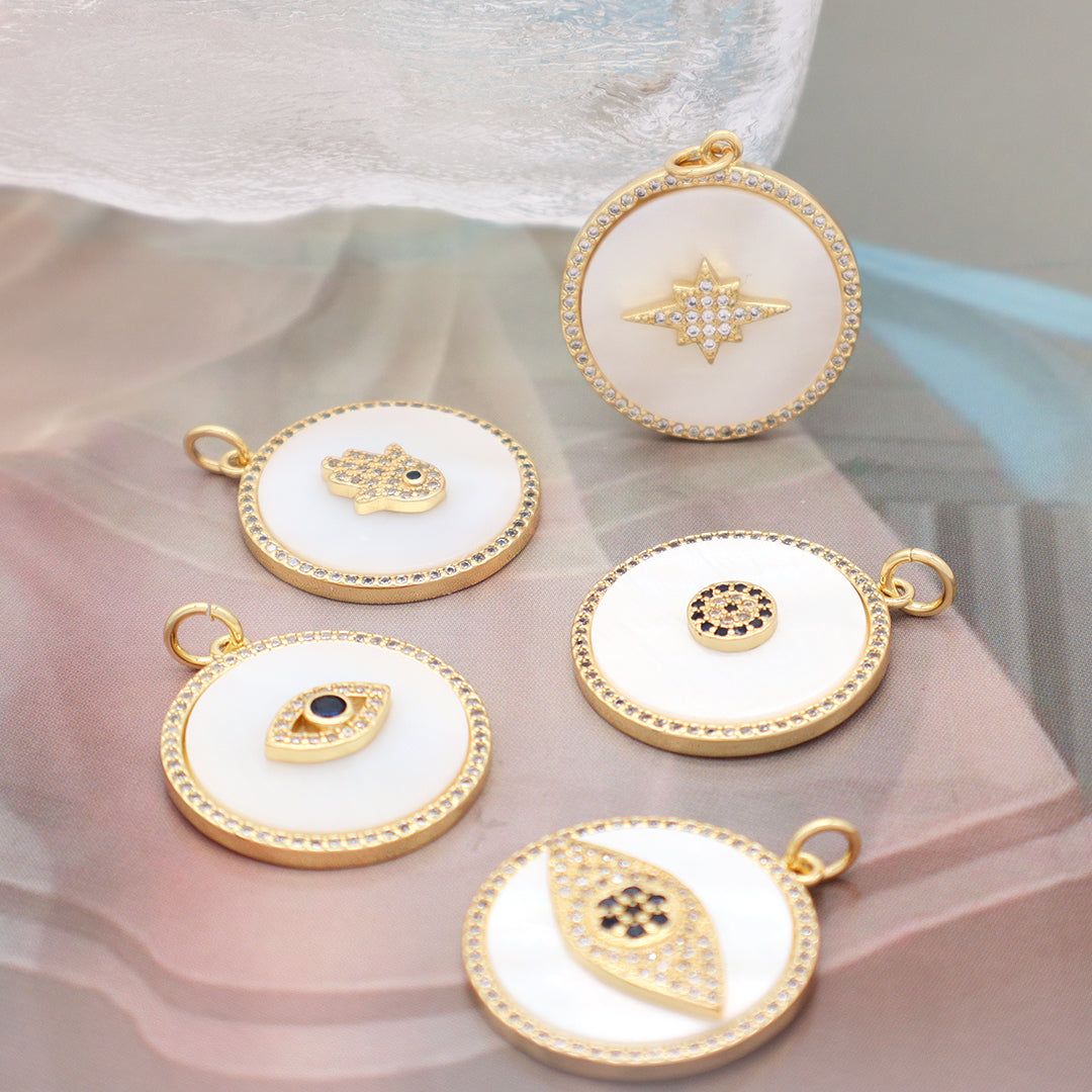 Featured selections Trade Assurance Buyer Central Help Center Get the app Become a supplier Custom Women Diy Wholesale Manufacture Factory Round Hamsa Hand Necklace Pendant Charm CZ Gold Plated Shell Evil Eyes Pendant