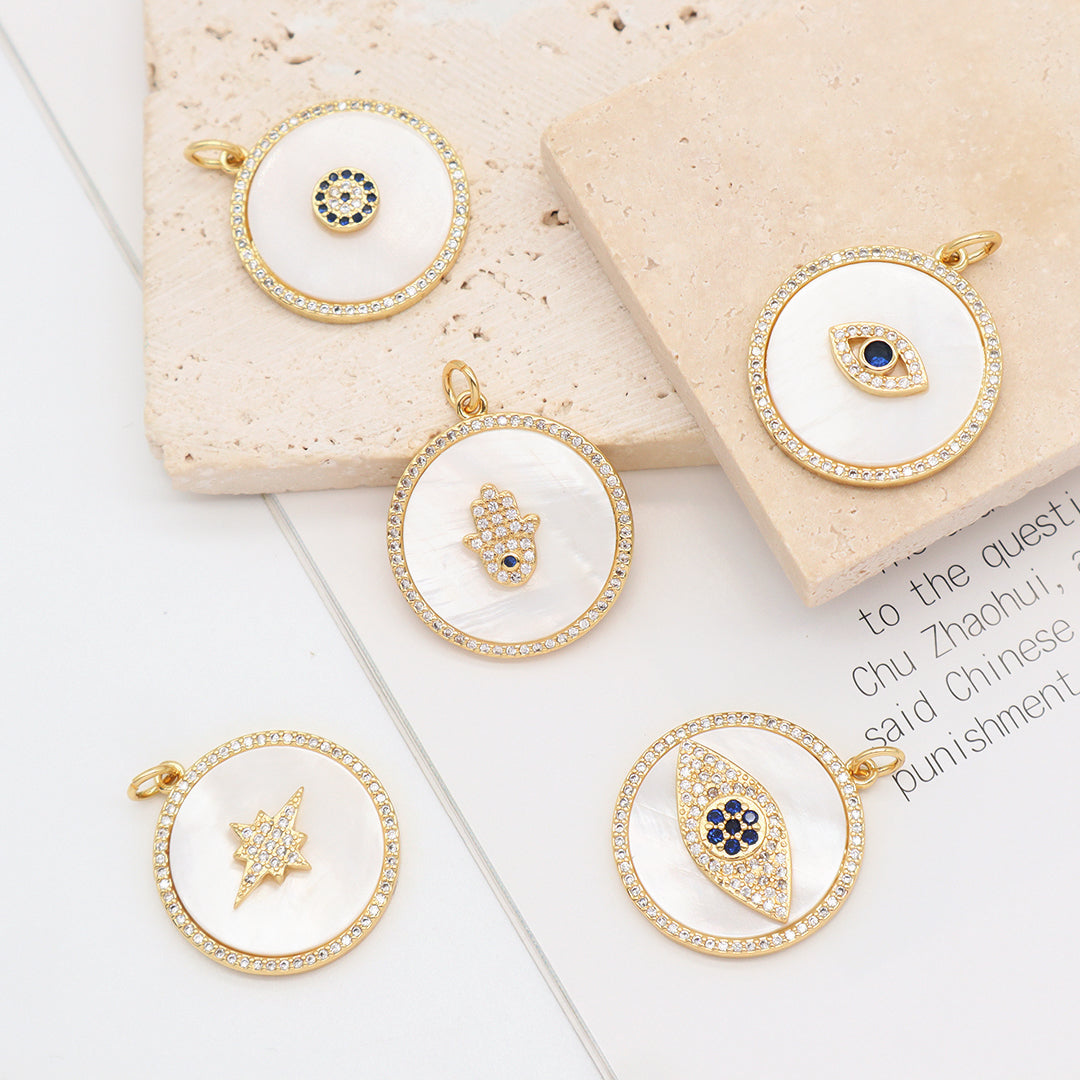 Featured selections Trade Assurance Buyer Central Help Center Get the app Become a supplier Custom Women Diy Wholesale Manufacture Factory Round Hamsa Hand Necklace Pendant Charm CZ Gold Plated Shell Evil Eyes Pendant