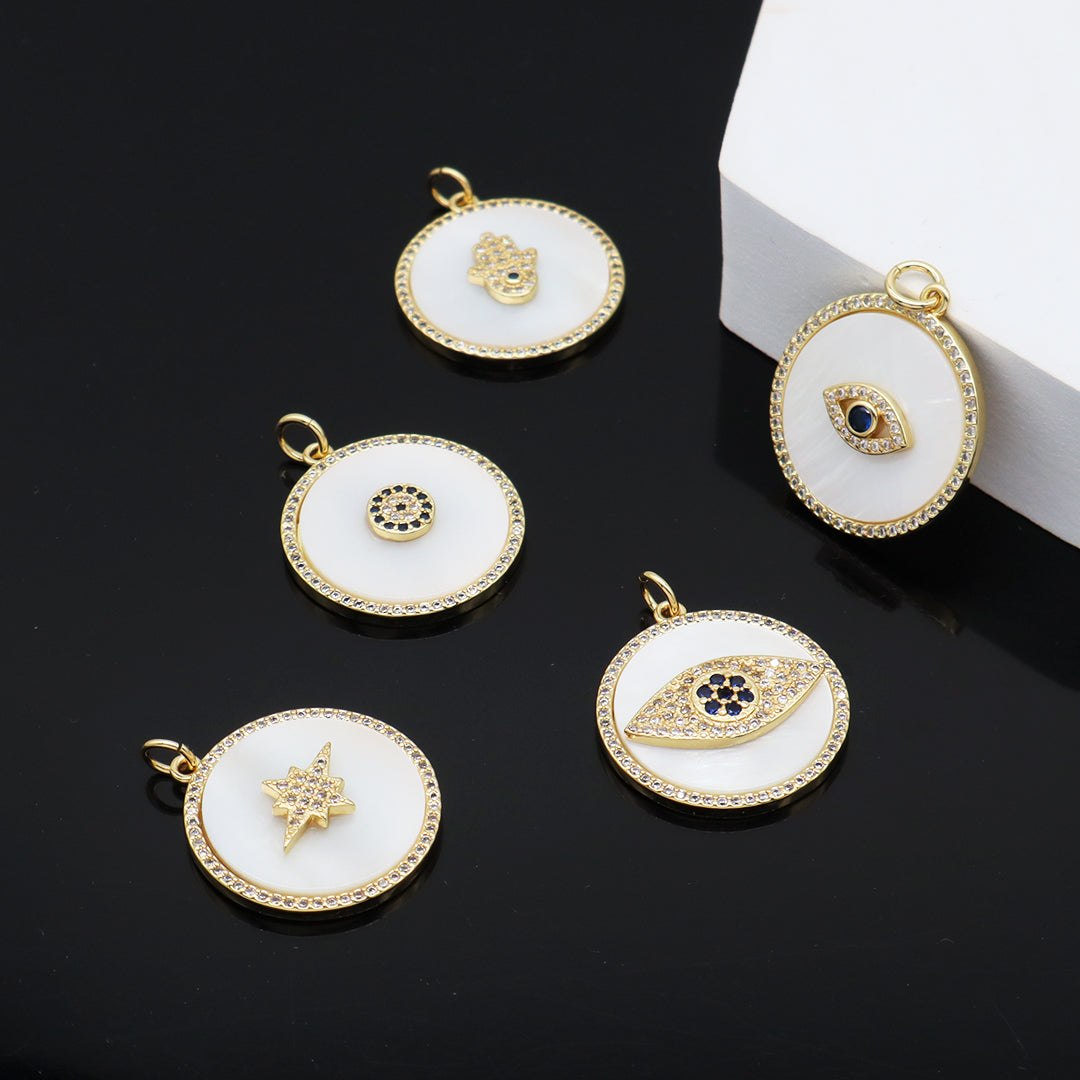 Featured selections Trade Assurance Buyer Central Help Center Get the app Become a supplier Custom Women Diy Wholesale Manufacture Factory Round Hamsa Hand Necklace Pendant Charm CZ Gold Plated Shell Evil Eyes Pendant