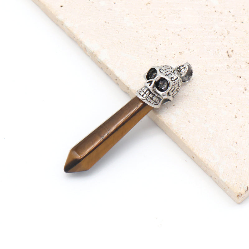 Wholesale Various Skull Charm Pendant Jewelry Hexagonal Point Healing Crystal Energy Gemstone Natural Stone Demon Skull Pendant