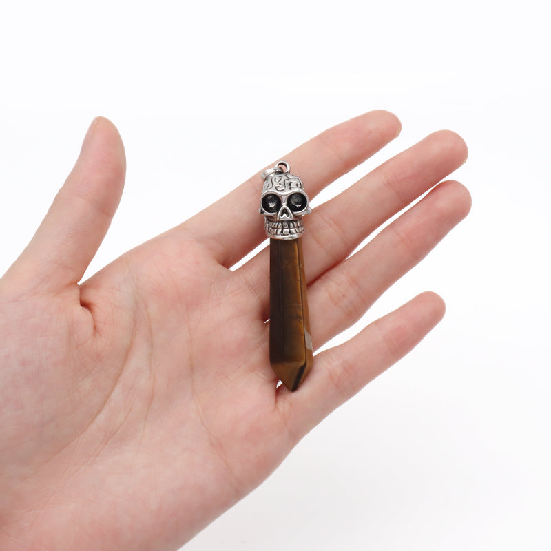 Wholesale Various Skull Charm Pendant Jewelry Hexagonal Point Healing Crystal Energy Gemstone Natural Stone Demon Skull Pendant