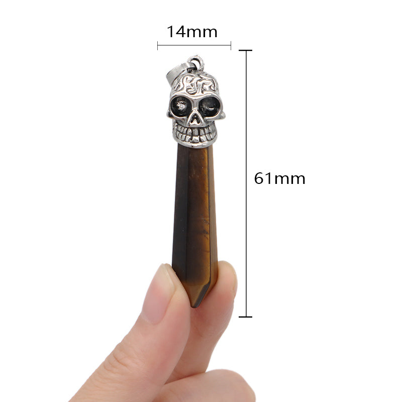 Wholesale Various Skull Charm Pendant Jewelry Hexagonal Point Healing Crystal Energy Gemstone Natural Stone Demon Skull Pendant