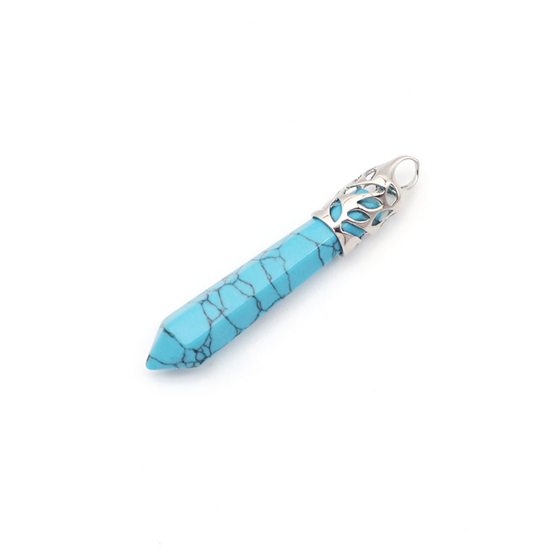 Wholesale Custom Various Natural Healing Crystal Energy Stone Charm Pendant Jewelry Hexagonal Natural Stone Pendant For Women