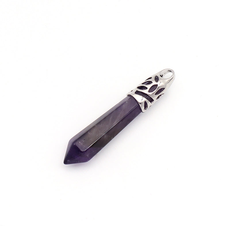 Wholesale Custom Various Natural Healing Crystal Energy Stone Charm Pendant Jewelry Hexagonal Natural Stone Pendant For Women