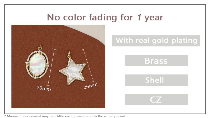 Good Quality Oval Star Charm Pendant Jewelry Wholesale Customized DIY CZ Gold Plated Natural Shell Star Pendant For Necklace