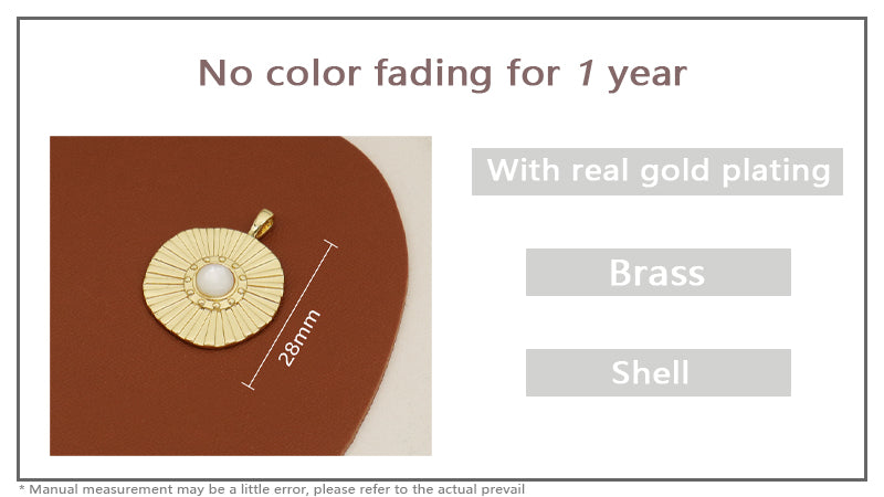 China Factory Wholesale Customized DIY Charm Pendant Jewelry Gold Plated Round Natural Shell Pendant For Necklace Making