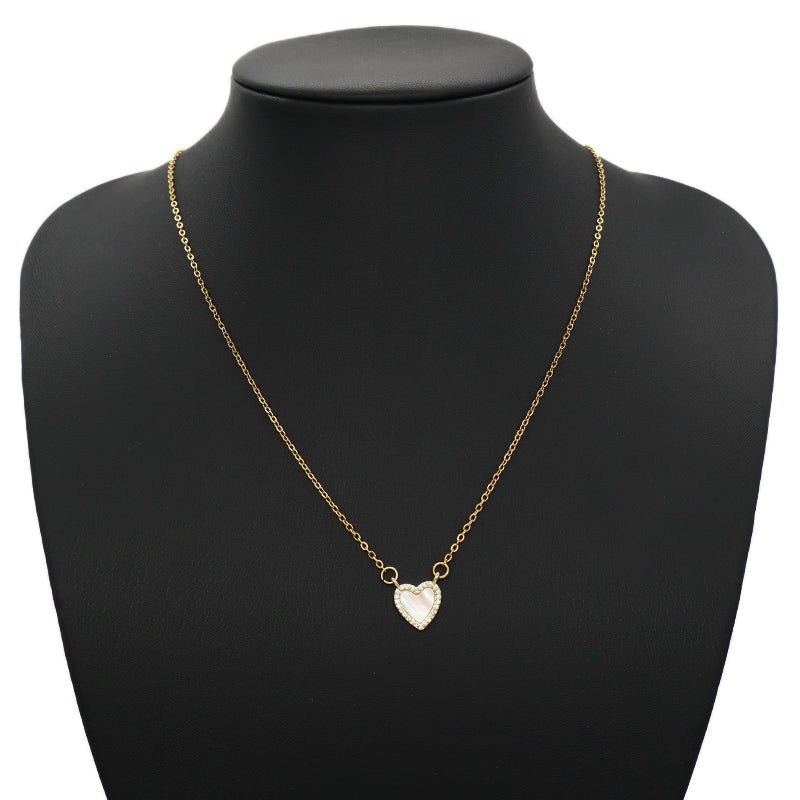 Wholesale Custom Manufacture Shell Heart Shape Charm Jewelry  DIY Gold Plated CZ Natural Shell Heart Pendant For Necklace Making