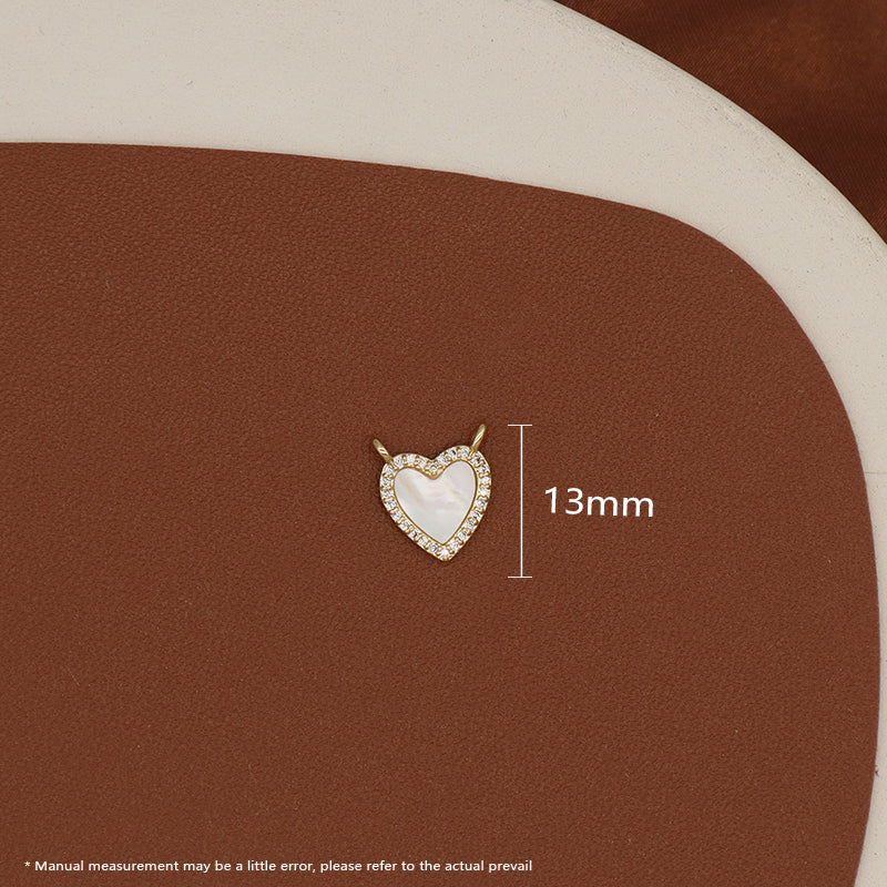 Wholesale Custom Manufacture Shell Heart Shape Charm Jewelry  DIY Gold Plated CZ Natural Shell Heart Pendant For Necklace Making