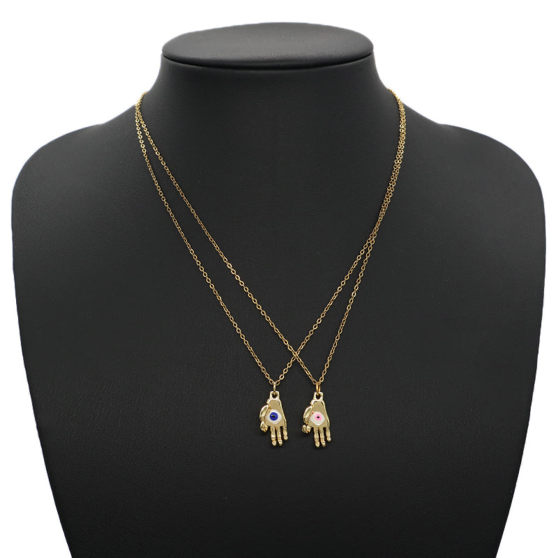 Blue Pink Eyes Pendant Charm Jewelry Diy Wholesale Custom Enamel Gold Plated Turkish Hamsa Hand Evil Eyes Pendant For Necklace