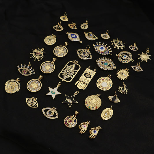 Diy Fashion Women Custom Wholesale CZ Turkish Evil Eyes Charm Jewelry Gold Plated Devil Eyes Pendant For Necklace Bracelet