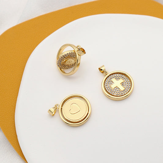 Factory Wholesale Custom Cross Charm Pendant Jewelry Micro Pave CZ Gold Plated Heart Evil Eyes Cross Necklace Pendant For Women