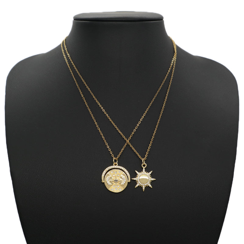 Hot Selling Factory Wholesale Custom Shinning Sun Charm Pendant Jewelry CZ Gold Plated Moon Sun Necklace Pendant For Women