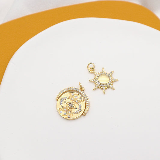 Hot Selling Factory Wholesale Custom Shinning Sun Charm Pendant Jewelry CZ Gold Plated Moon Sun Necklace Pendant For Women
