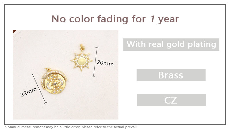Hot Selling Factory Wholesale Custom Shinning Sun Charm Pendant Jewelry CZ Gold Plated Moon Sun Necklace Pendant For Women