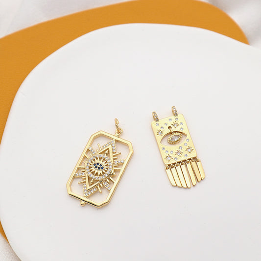 Fashionable Women Turkish Evil Eyes Charm Jewelry Wholesale Custom Diy Gold Plated CZ Devil Eyes Pendant For Necklace Making