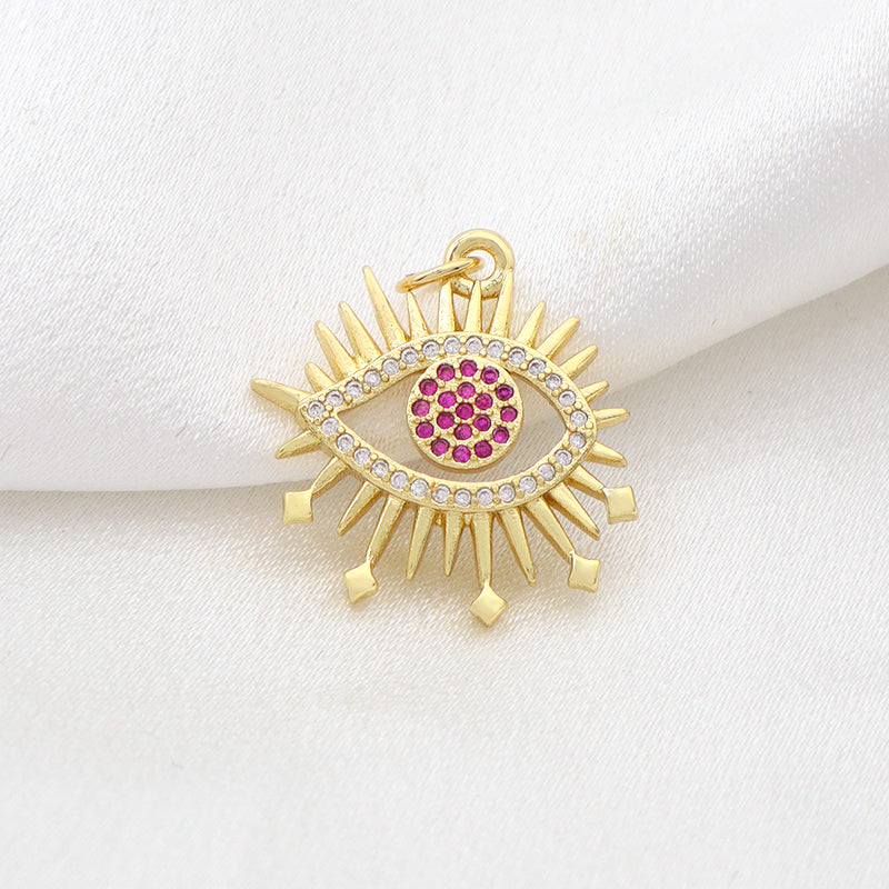 Hot Selling Customized Fashion Women Turkish Evil Eyes Jewelry Charm Diy Gold Plated CZ Devil Eyes Pendant For Bracelet Necklace
