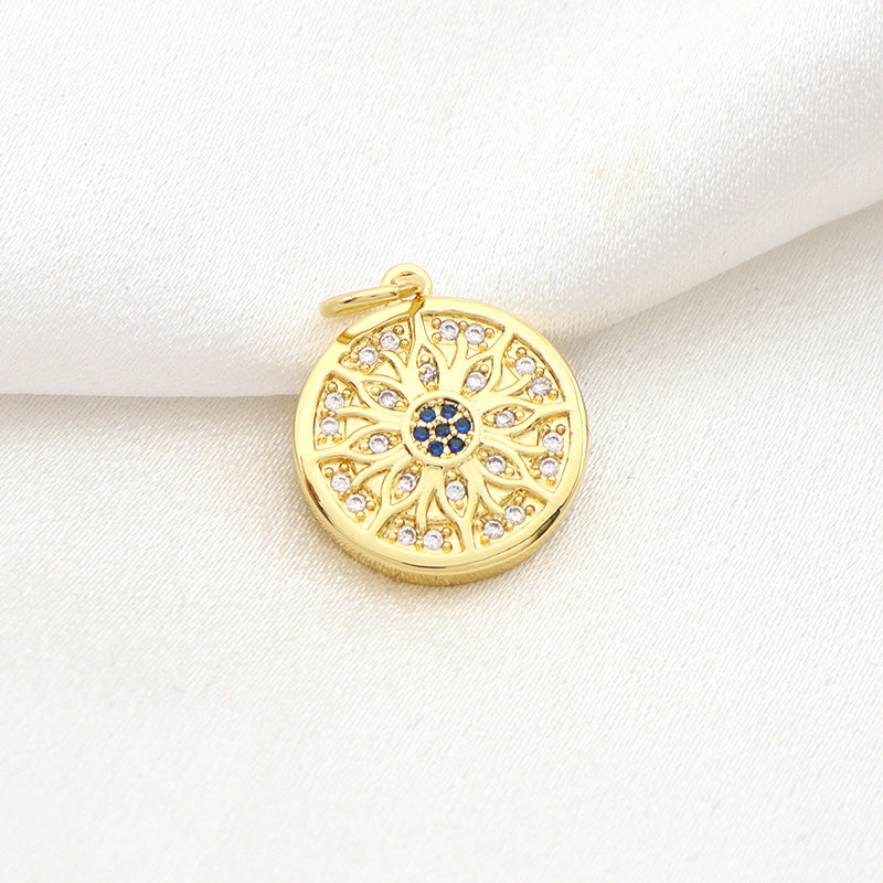 New Arrival Custom Fashion Women Evil Eyes Jewelry Charm Diy Gold Plated CZ Snail Flower Turkish Evil Eyes Pendant For Necklace