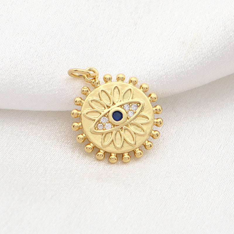 New Arrival Custom Fashion Women Evil Eyes Jewelry Charm Diy Gold Plated CZ Snail Flower Turkish Evil Eyes Pendant For Necklace