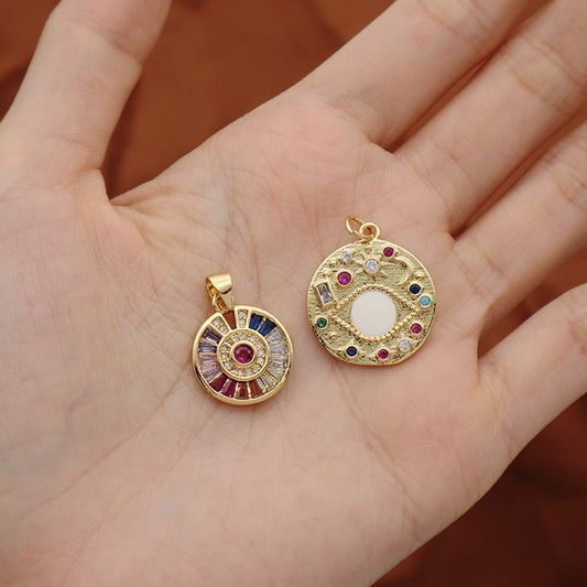 Manufacture Factory Wholesale Custom Sun Moon Eyes Charm Pendant Women CZ Enamel Gold Plated turkish evil eyes jewelry Pendant