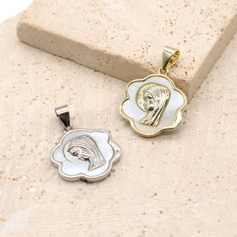 Custom Wholesale Manufacture Shell China Factory Gold Plated Charm Jewelry  CZ 925 Sterling Silver Natural Shell Pendant For Necklace Making