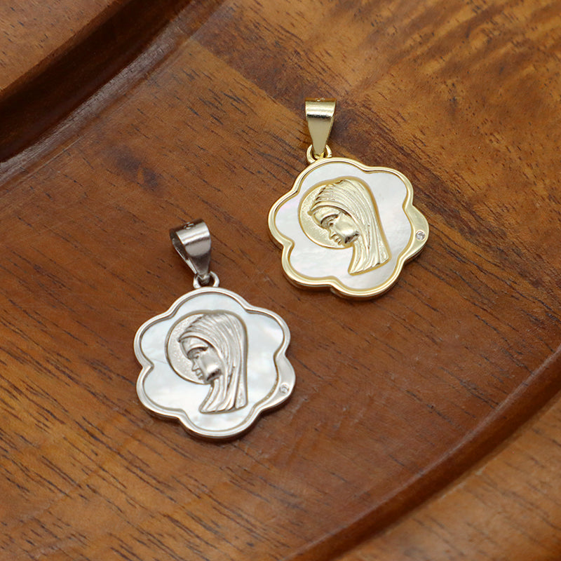 Custom Wholesale Manufacture Shell China Factory Gold Plated Charm Jewelry  CZ 925 Sterling Silver Natural Shell Pendant For Necklace Making