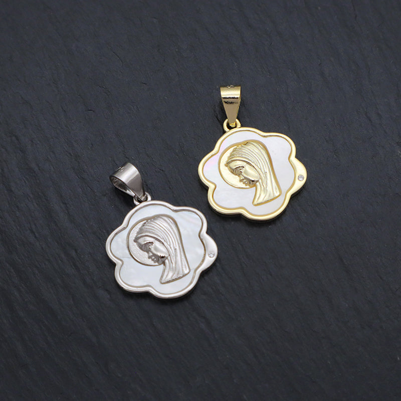 Custom Wholesale Manufacture Shell China Factory Gold Plated Charm Jewelry  CZ 925 Sterling Silver Natural Shell Pendant For Necklace Making