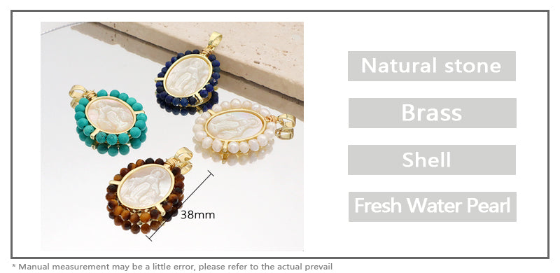 Wholesale Various China Factory Healing Stone Gold Plated Charm Jewelry Shell Natural Stone Beads Charm Pendant For Necklace
