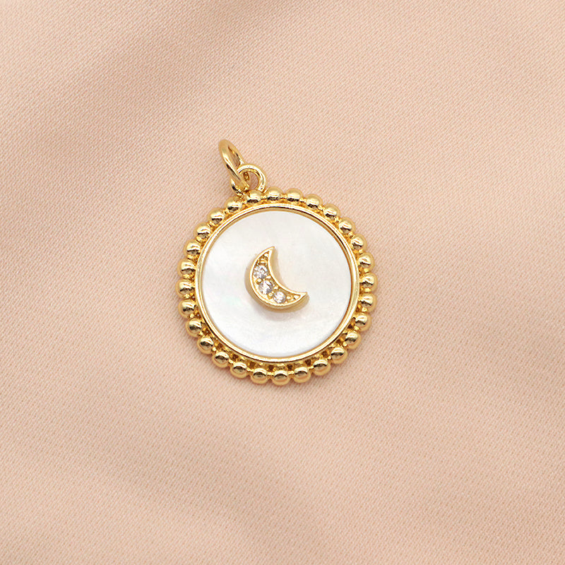 Factory Wholesale Custom Fashionable Charm Necklace Pendant Gold Plated Round Star Heart Butterfly Shell Pendant For Jewelry