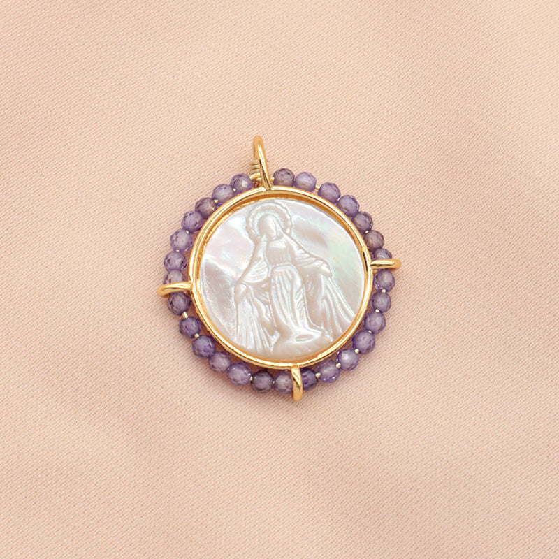 Newest Custom Jewelry Wholesale Various Color Shell Charm Pendant Gold Plated Natural Stone Shell Necklace Pendant