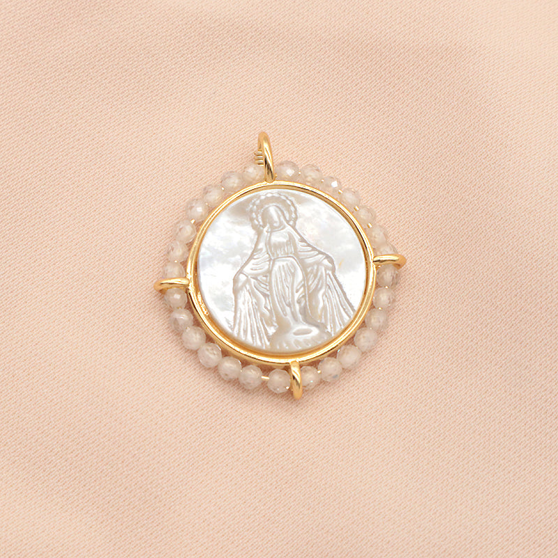 Newest Custom Jewelry Wholesale Various Color Shell Charm Pendant Gold Plated Natural Stone Shell Necklace Pendant