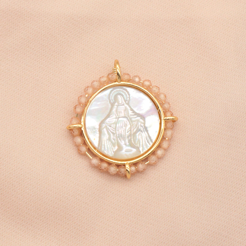 Newest Custom Jewelry Wholesale Various Color Shell Charm Pendant Gold Plated Natural Stone Shell Necklace Pendant
