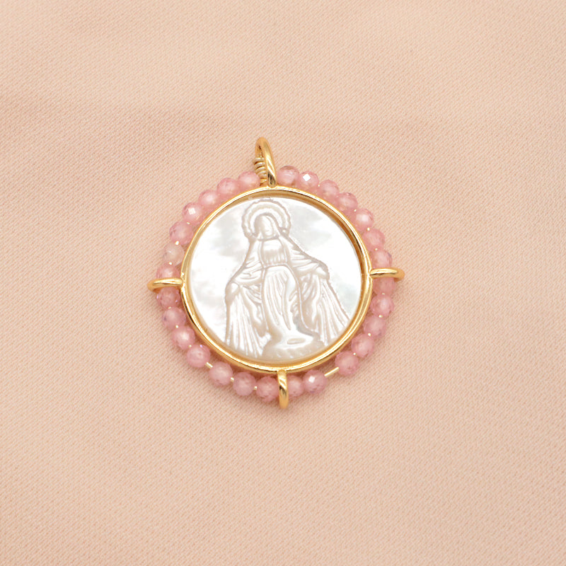 Newest Custom Jewelry Wholesale Various Color Shell Charm Pendant Gold Plated Natural Stone Shell Necklace Pendant