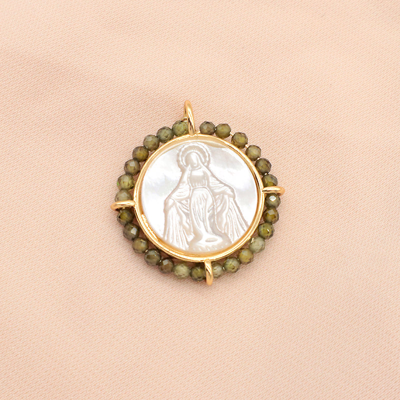 Newest Custom Jewelry Wholesale Various Color Shell Charm Pendant Gold Plated Natural Stone Shell Necklace Pendant